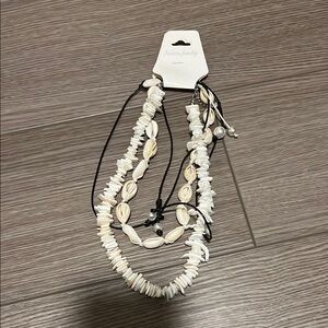 White Shell Necklace with Black Accents